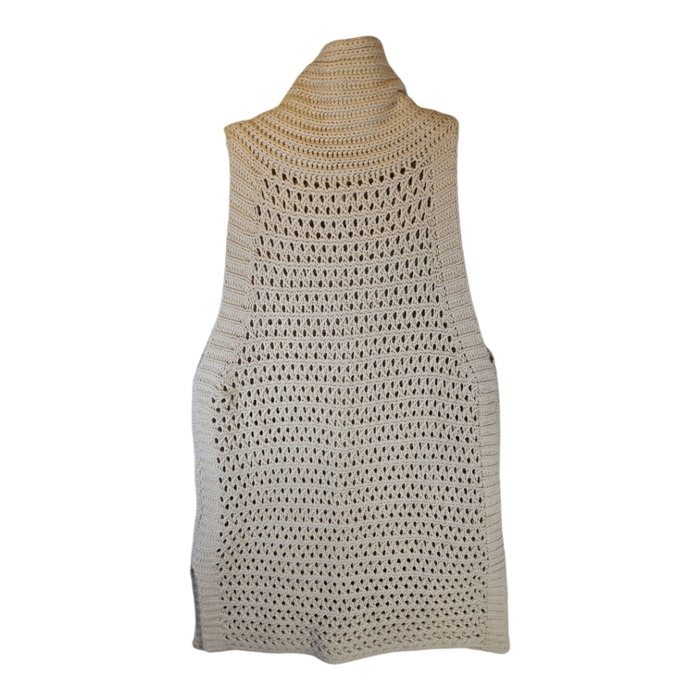 Free People Northern Lights Sleeveless Crochet Sweater Ivory Cream Size M - Picture 5 of 6